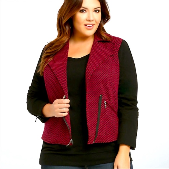 torrid Jackets & Blazers - Torrid CHECKERED PRINT MOTO JACKET